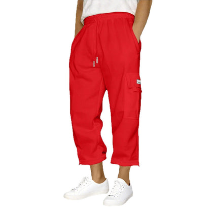 Damen Elastische Cargo-Hose Mit Seitentaschen Bequem