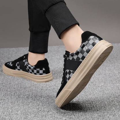 Damen Sneaker Karomuster Rutschfeste Sohle weiß