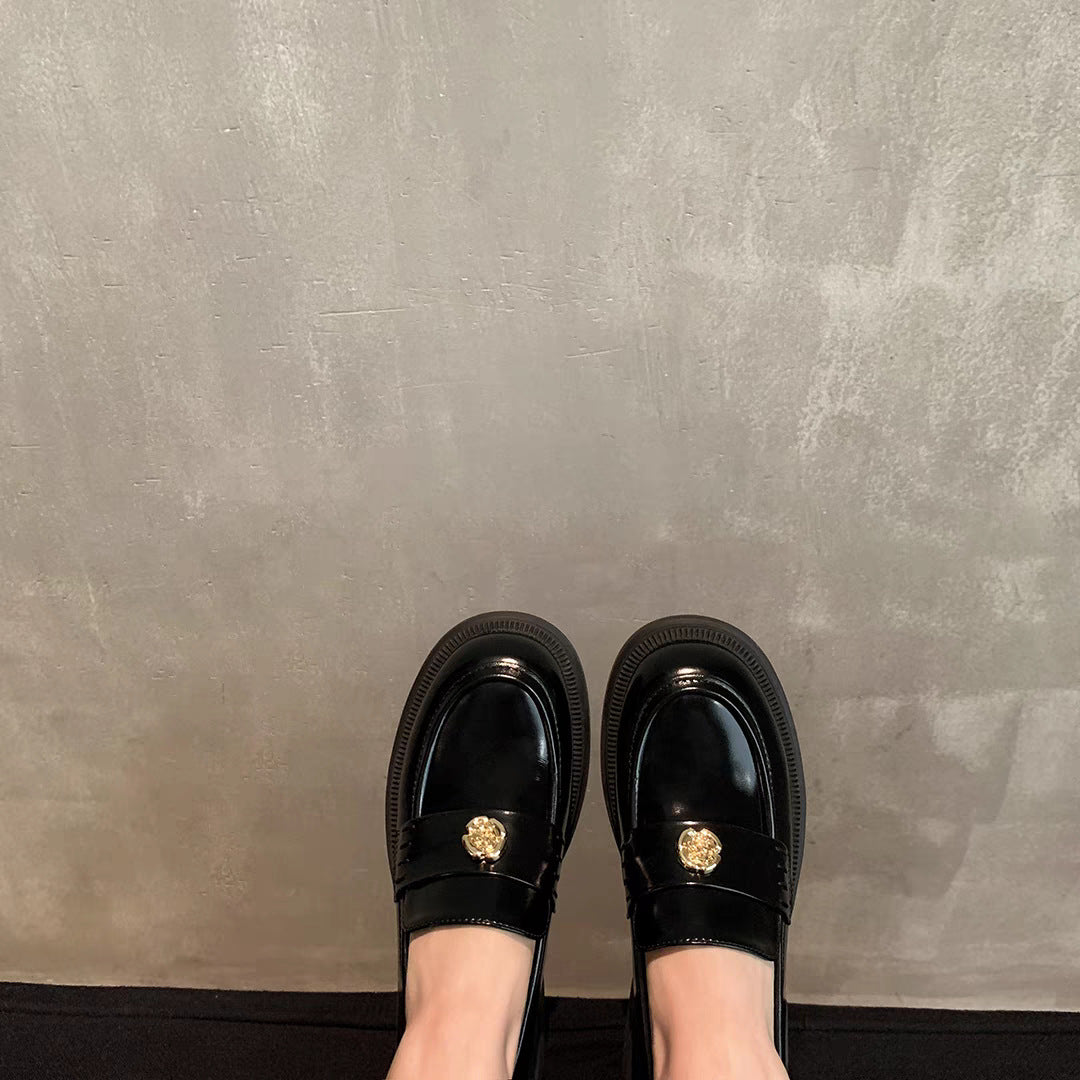 Damen Loafers Elegante Schuhe Gold Dekoration