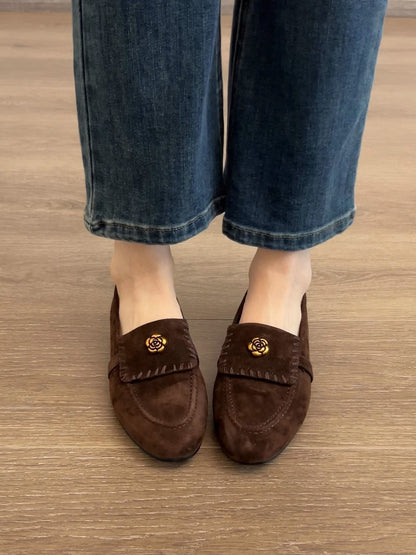 Damen Mokassins Elegante Blumenverzierung Schuhe