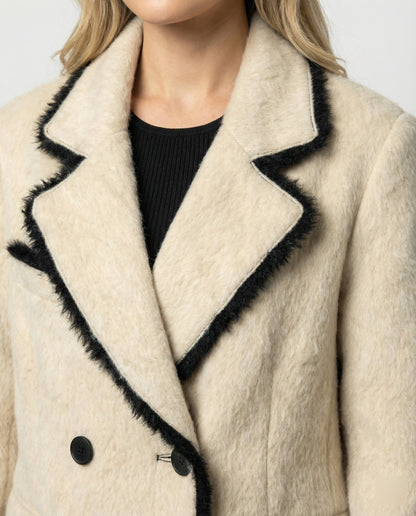 Damen Flauschjacke Doppelreiherschließer Blazer