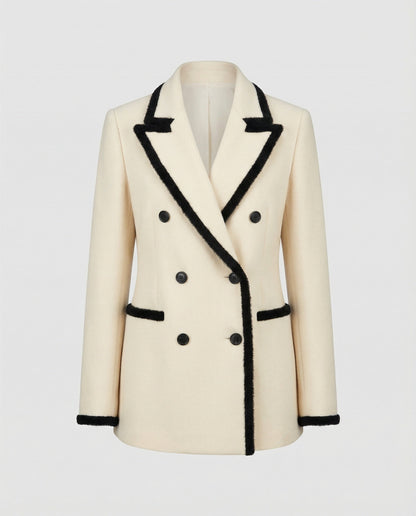 Damen Flauschjacke Doppelreiherschließer Blazer