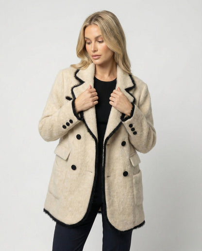 Damen Flauschjacke Doppelreiherschließer Blazer - Norvielle