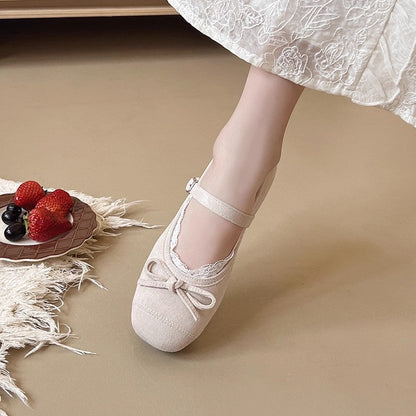 Damen Ballerinas Spitze Schnalle Elegant