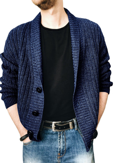 Herren Strickjacke Modern Schalkragen Knöpfe