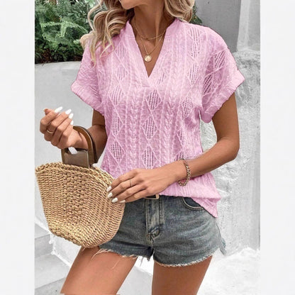 Damen Kurzarmbluse Elegant Sommerweiß