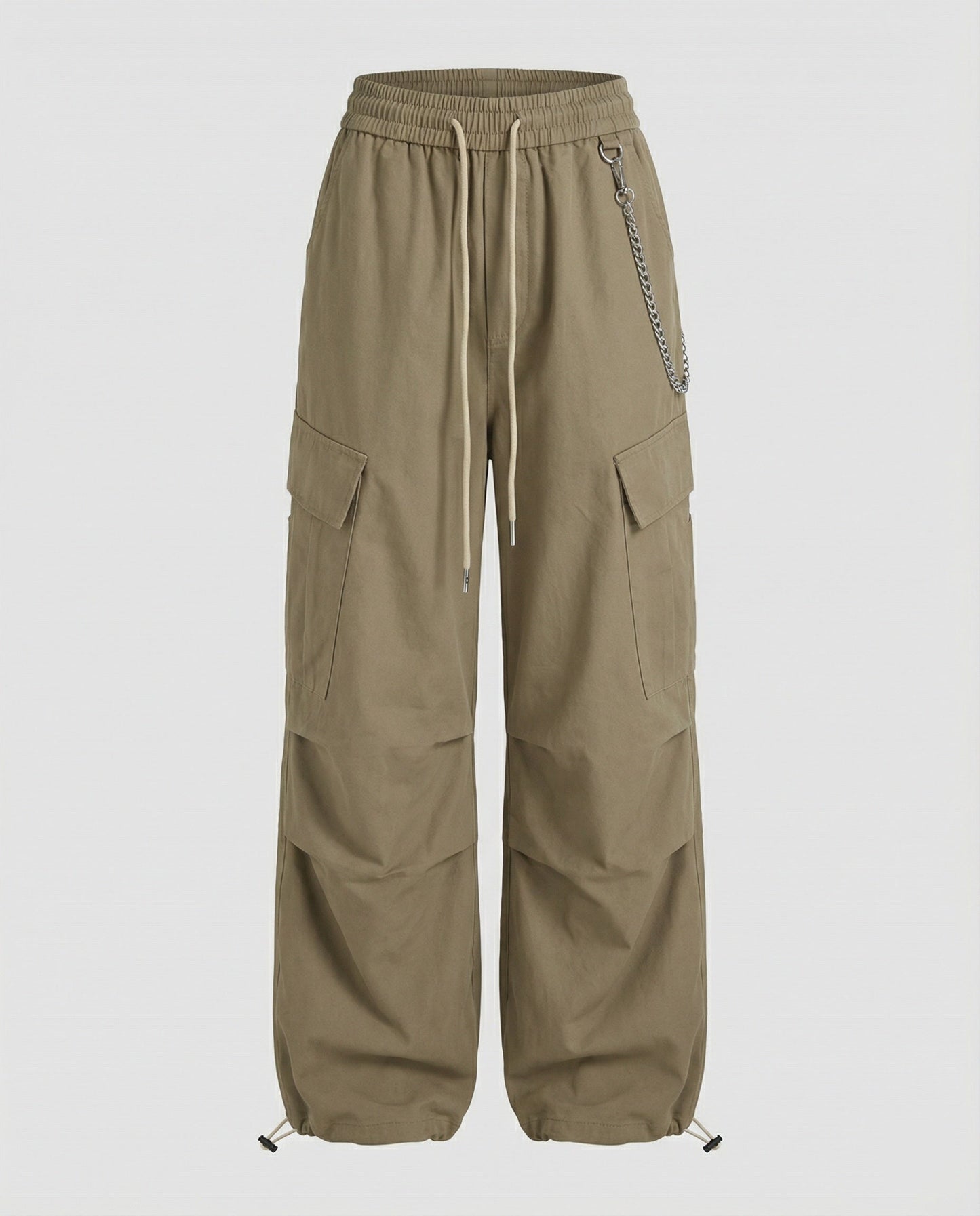Damen Cargo-Hose Bequem Weit mit Kordelzug und Saumverstellung