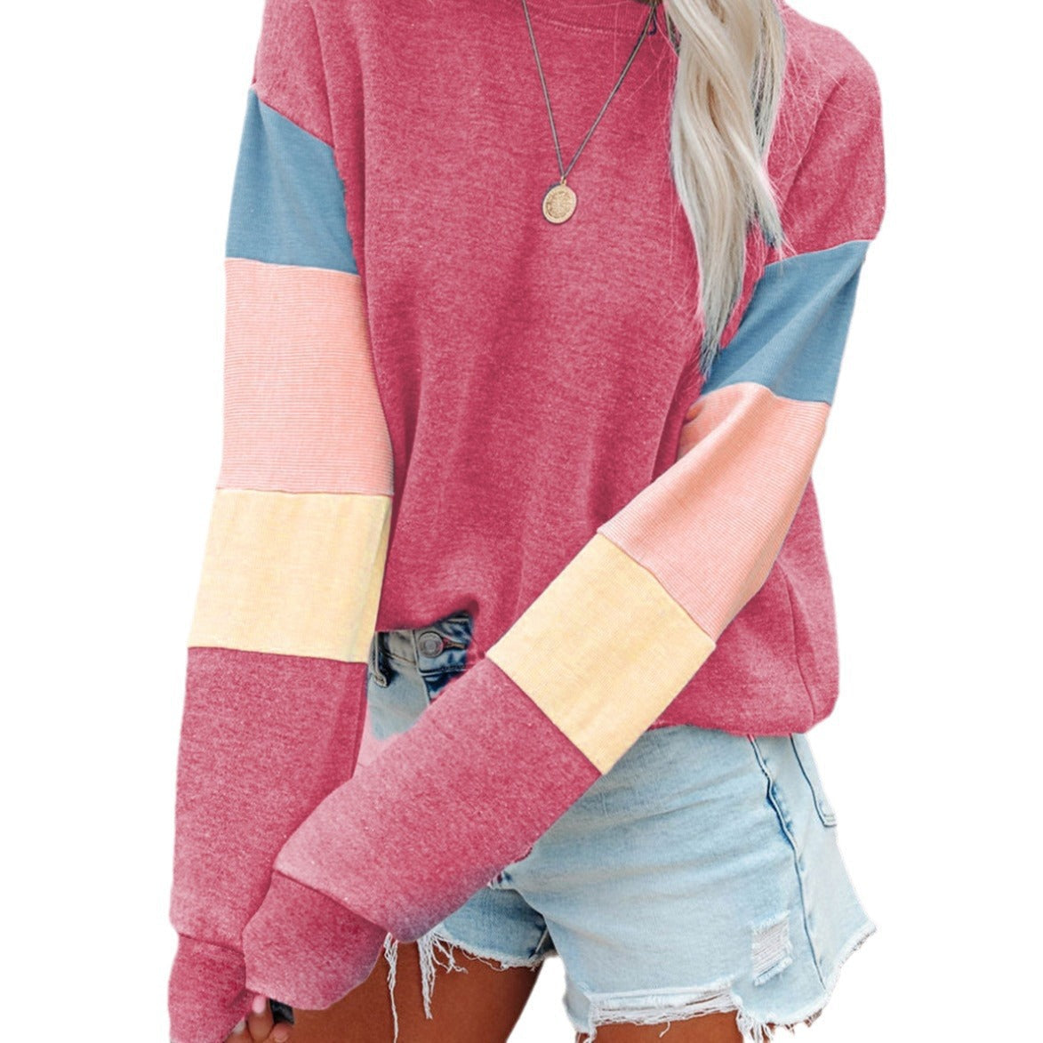 Damen Pullover Bunt Ärmel Modern