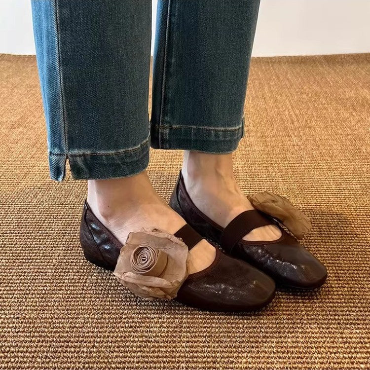 Damen Ballerinas Blumenmuster Flexibel Elegant