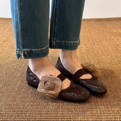 Damen Ballerinas Blumenmuster Flexibel Elegant
