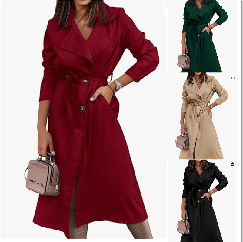 Damen Trenchcoat Elegant Mit Gürtel