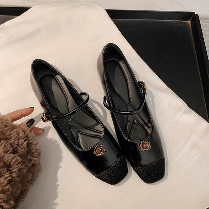 Damen Ballerinas Klassisch Riemenverschluss Blumenmuster