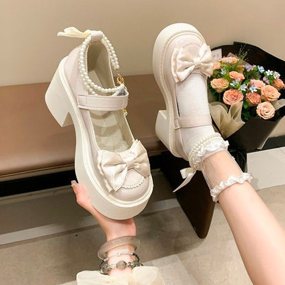 Damen Plateauschuhe Mit Perlenriemen Elegant Hochzeitsschuhe