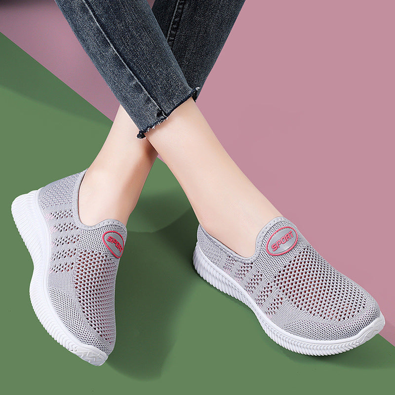 Damen Slip-On Schuhe Atmungsaktives Material Bequem Freizeit
