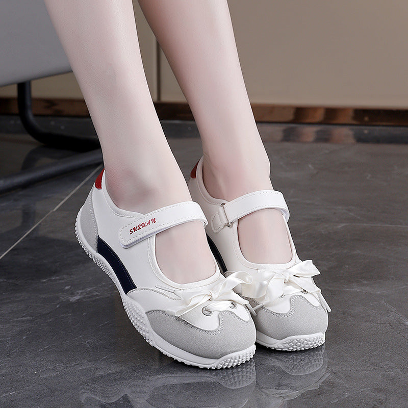 Damen Ballerinas Sportlich Klettverschluss Bequem