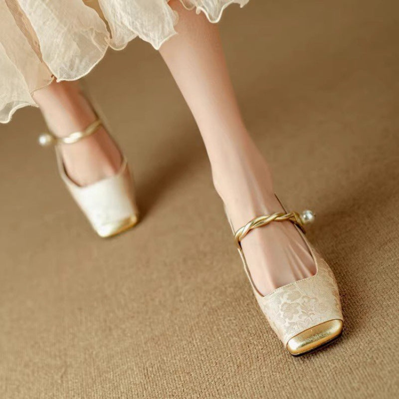 Damen Ballerinas Elegantes Schmuckdetail Glitzer