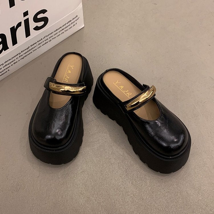 Damen Plateau Clogs Glänzend Rutschfest