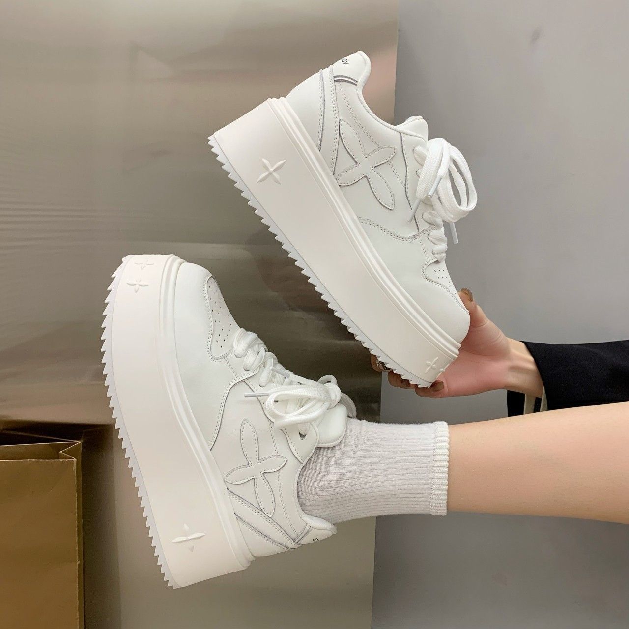 Damen Plateau Sneaker Rutschfest Gepolstert Komfort