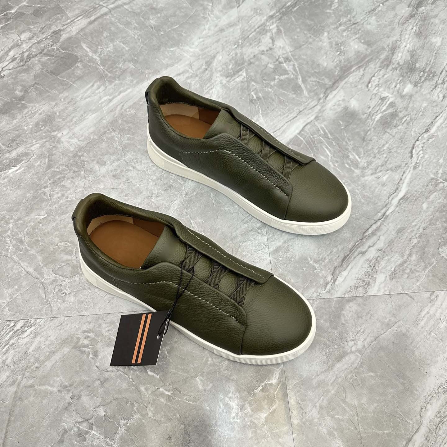 Damen Sneaker Slip-On Leder Rutschfest