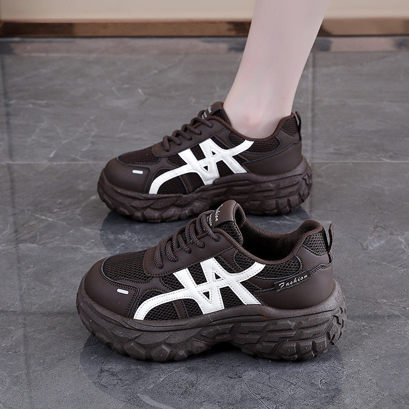 Damen Chunky Sneaker Atmungsaktives Material Stoßdämpfung
