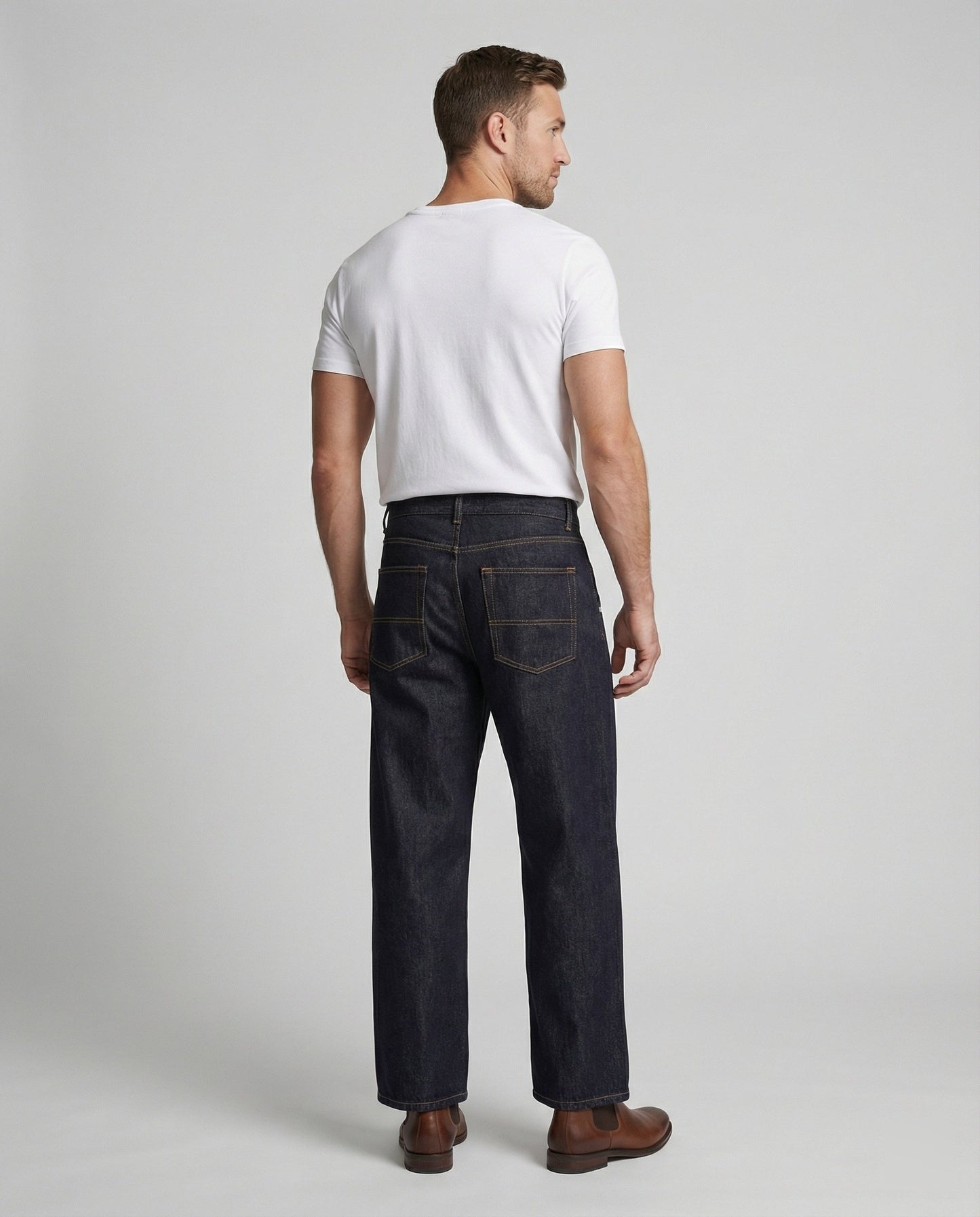Herren Wide Leg Jeans Schwere Denim Hose