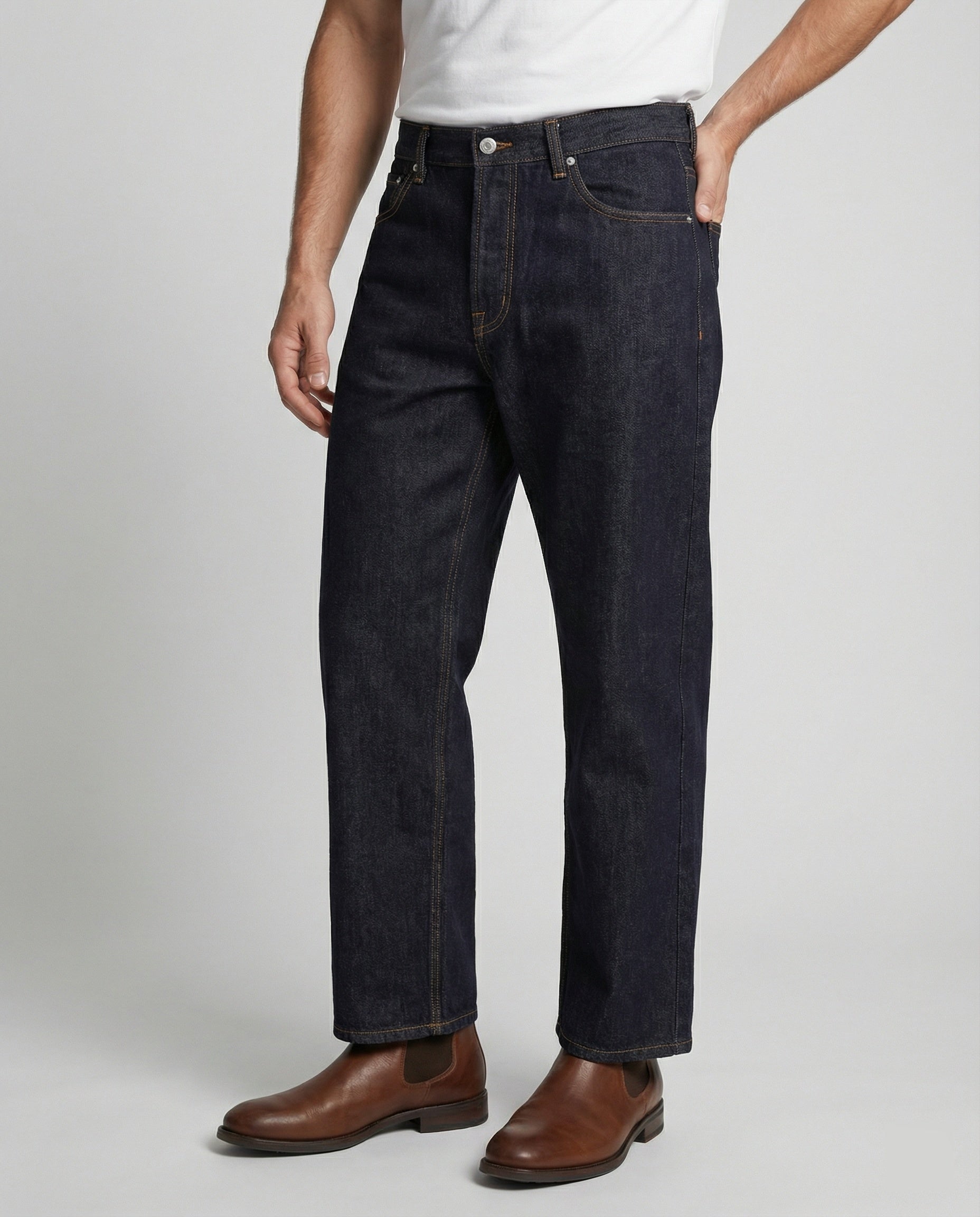 Herren Wide Leg Jeans Schwere Denim Hose - Norvielle