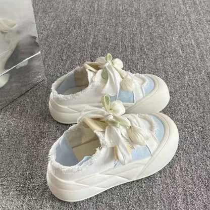 Damen Floral Sneaker Schnürschuhe Trend