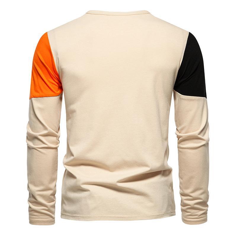 Herren Langarm T-Shirt Farbblock Modern
