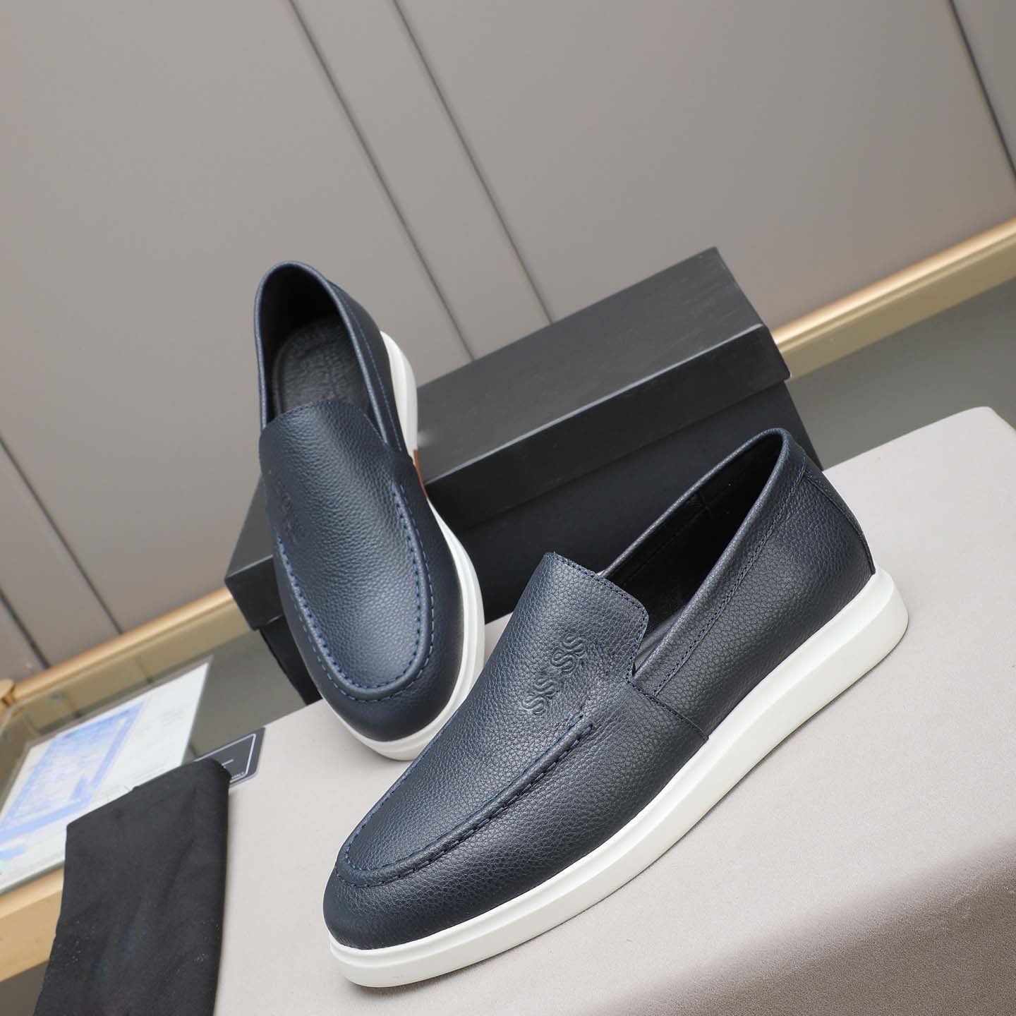 Damen Mokassinschuhe Leder Bequem Rutschfest