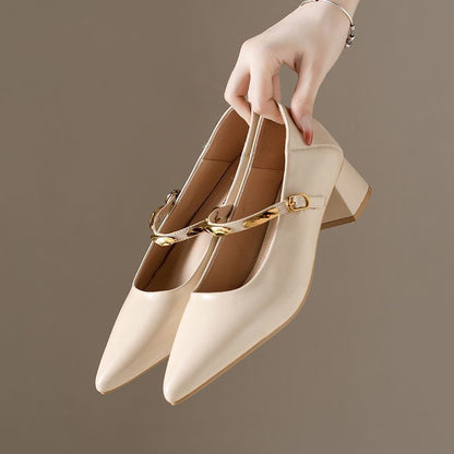 Damen Pumps Blockabsatz Kettenriemen Elegant