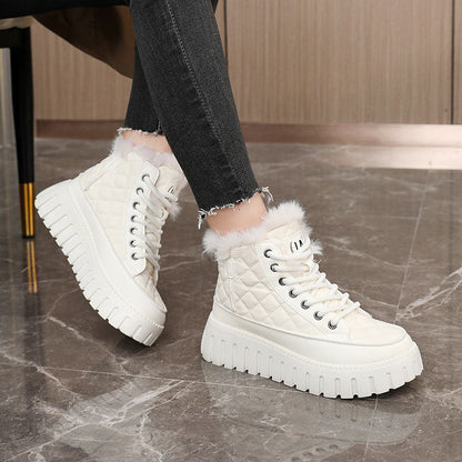 Damen High Sneaker Kunstfell Rutschfest