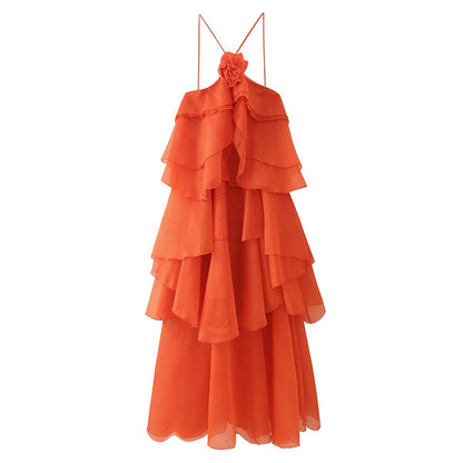 Damen Maxikleid Rüschen Blumenmuster Sommerkleid