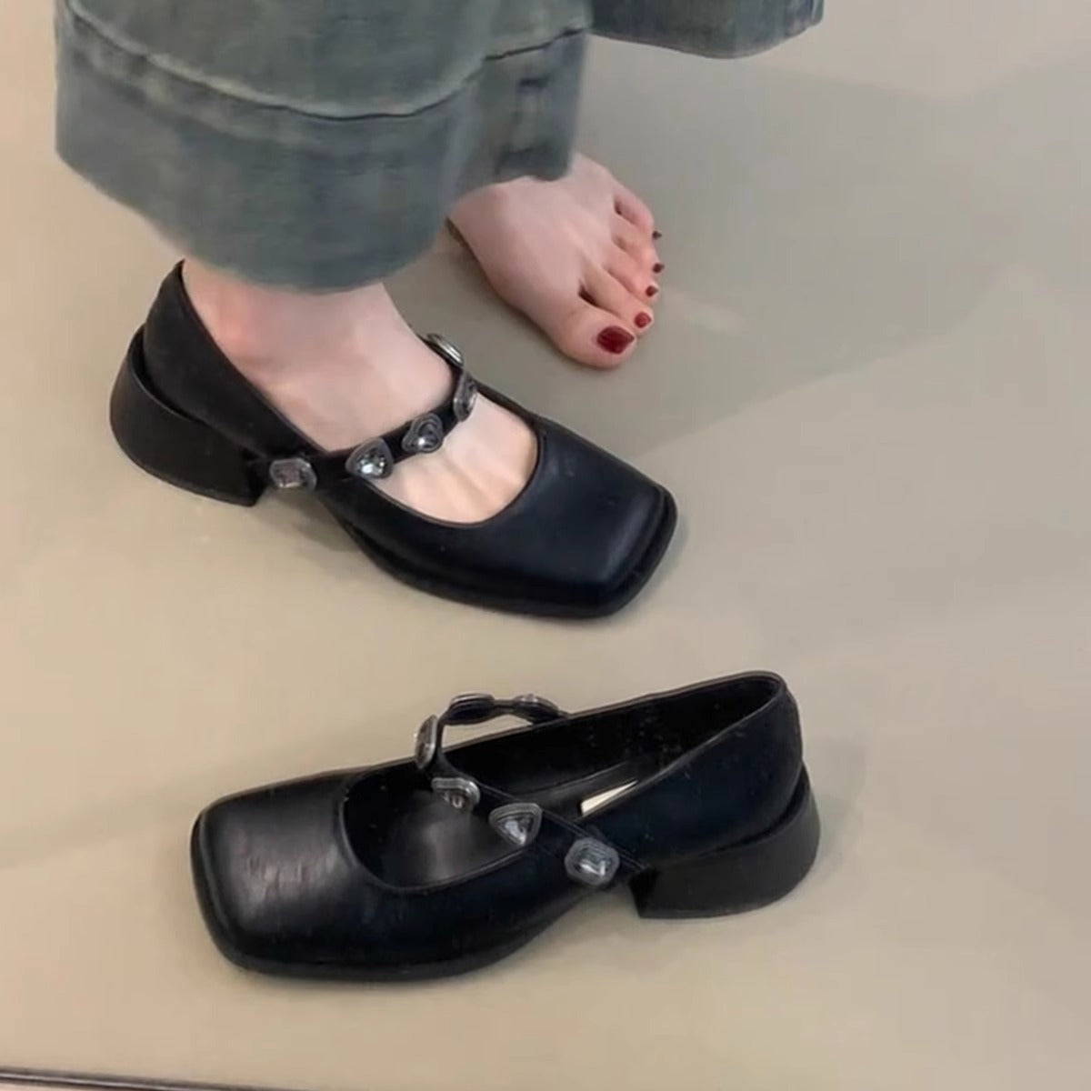 Damen Pumps Mary Jane Schuhe Mit Riemen Elegantes Design