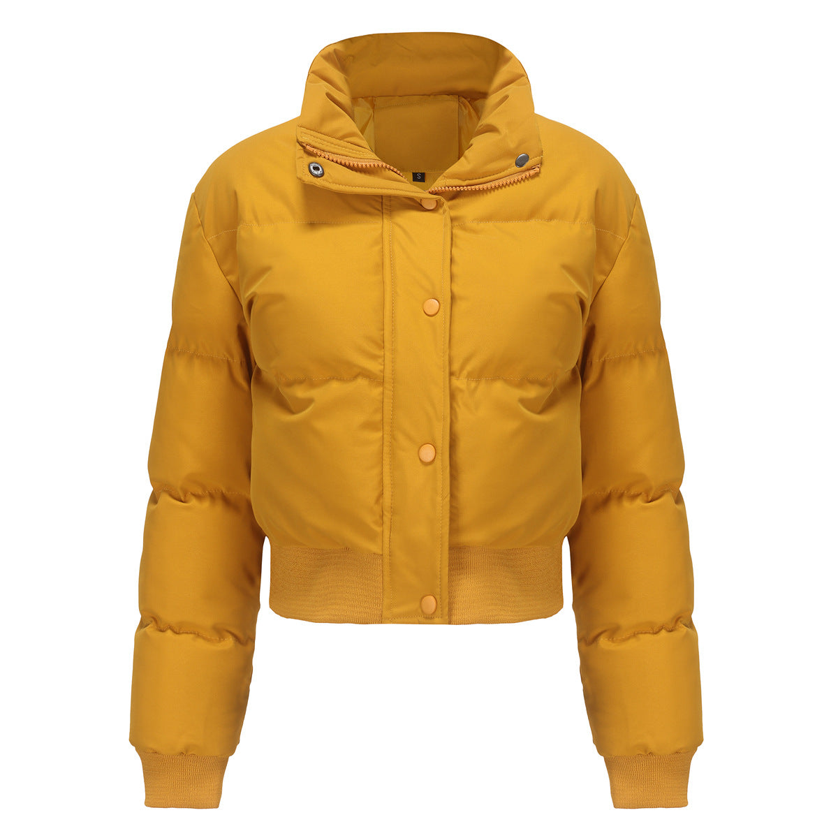 Damen Steppjacke Cropped mit Kragen und Druckknöpfen