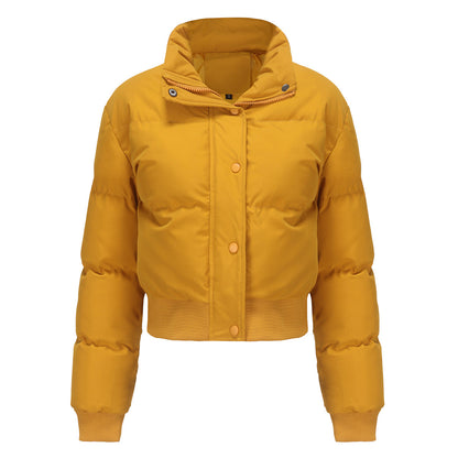 Damen Steppjacke Cropped mit Kragen und Druckknöpfen