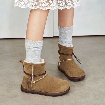 Damen Winterstiefel Weiches Karomuster Warm