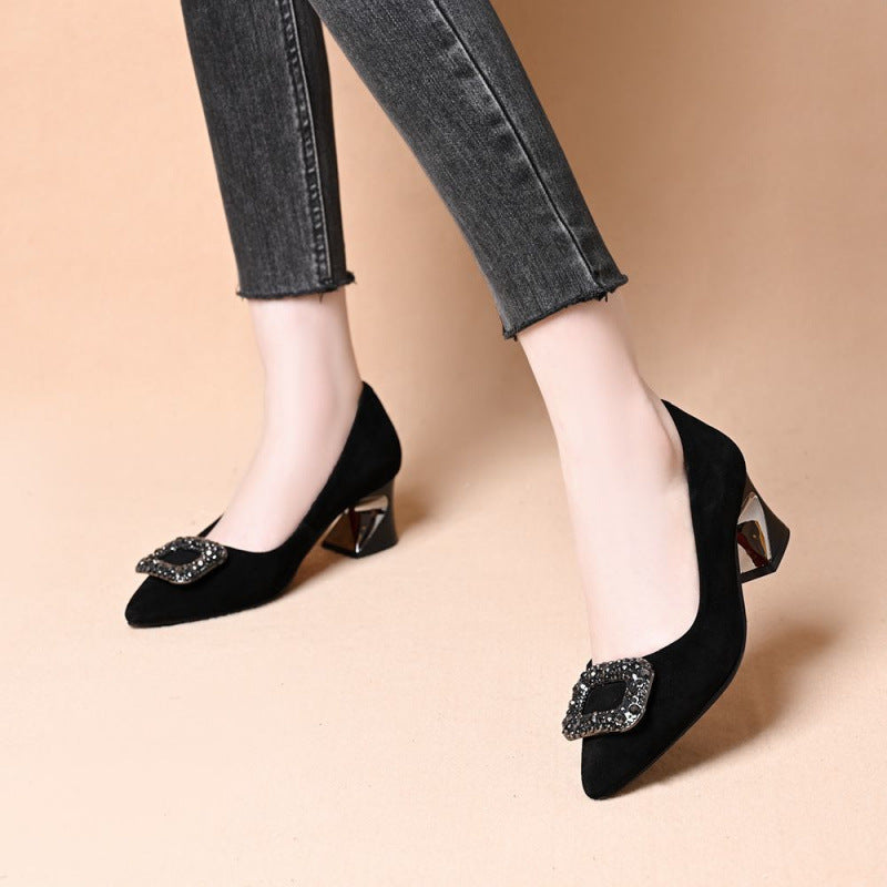 Damen Hochhackige Pumps Glitzer Elegantes Leder