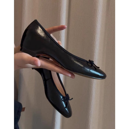 Damen Ballerinas Glitzer Schleifen Detail