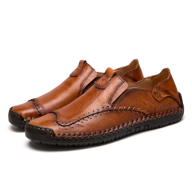 Damen Mokassins Leder Bequem Mit Druckverschluss - Norvielle