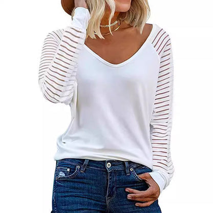 Damen V-Ausschnitt Durchsicht Ärmel Trendy - Norvielle