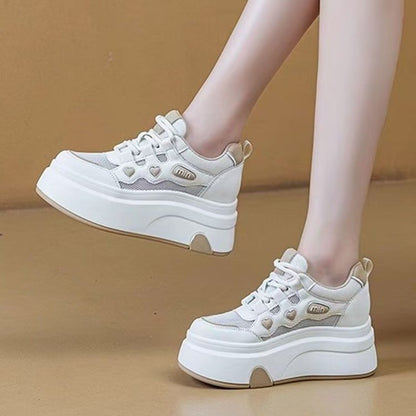 Damen Sneaker Plateau Herzmuster Atmungsaktiv