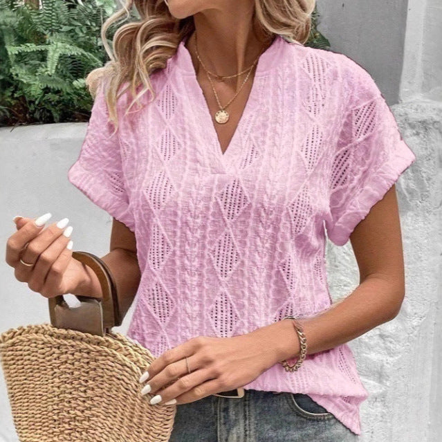 Damen Kurzarmbluse Elegant Sommerweiß