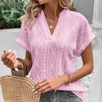 Damen Kurzarmbluse Elegant Sommerweiß