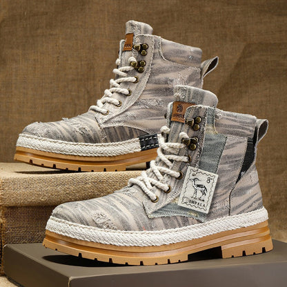 Damen High- Stiefel Robustes Denim