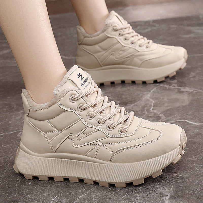 Damen Hochschnürstiefel Warm Kuschelig