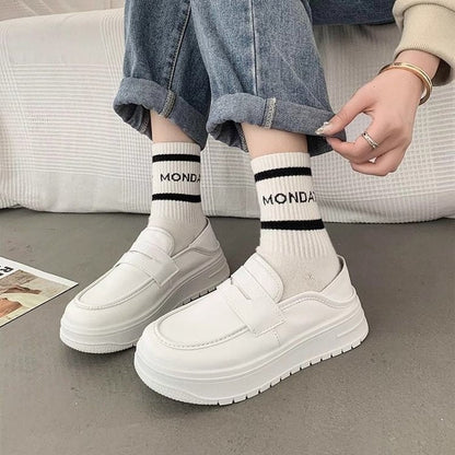 Damen Sneaker Slip-On mit dicker Sohle und Schnalle