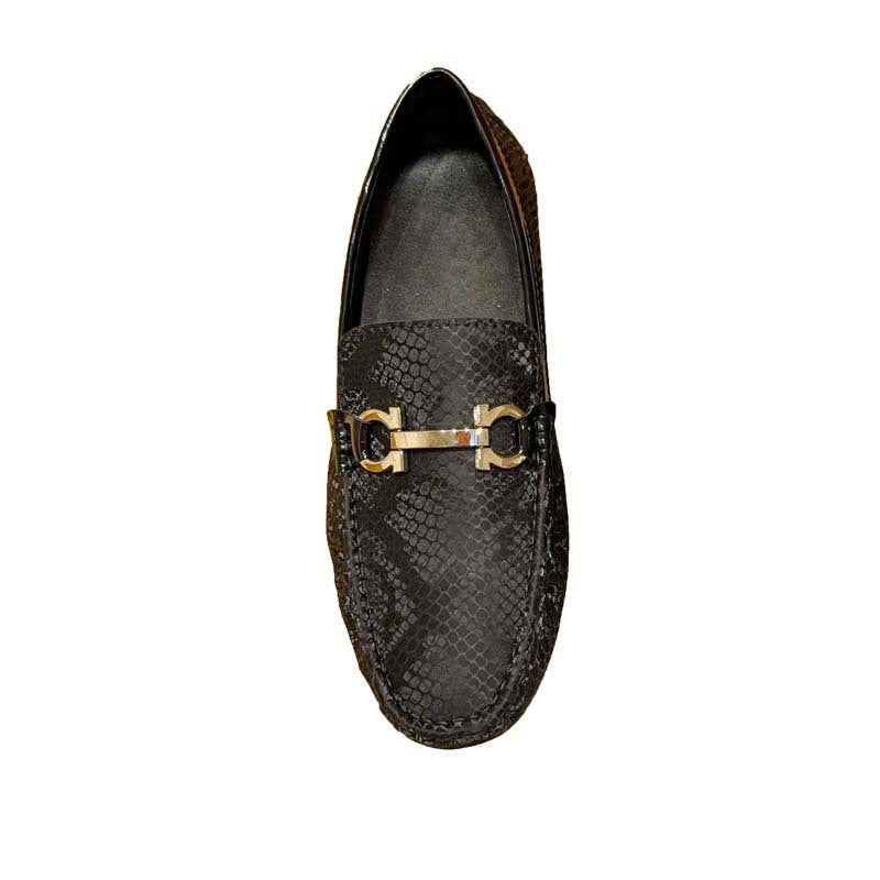 Herren Mokassin Schlangenleder Metallverschluss Elegant