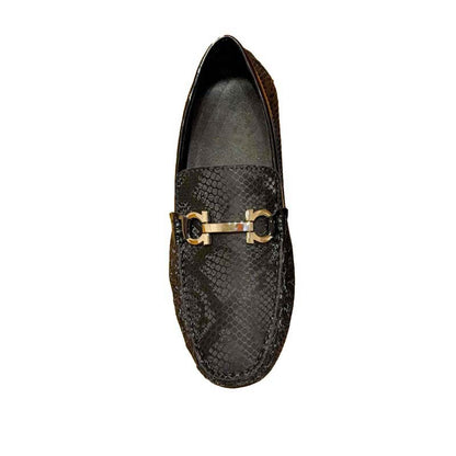 Herren Mokassin Schlangenleder Metallverschluss Elegant