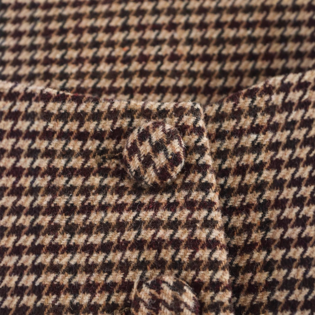 Damen Karo Weste Elegante Knopfleiste