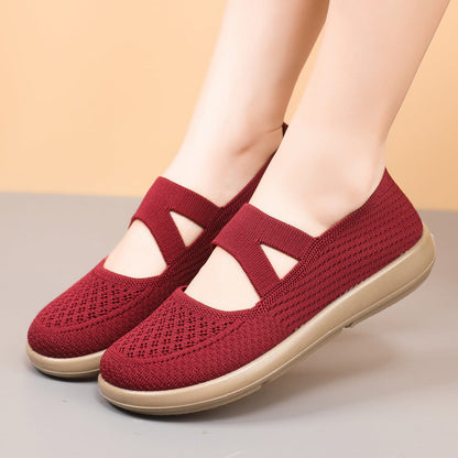 Damen Slip-On Schuhe Elastisch Bequem Komfortschuhe